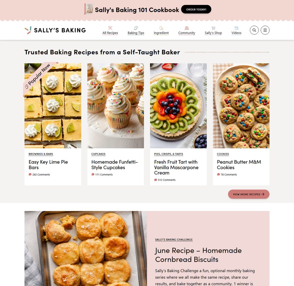 Sally's Baking Addiction homepage