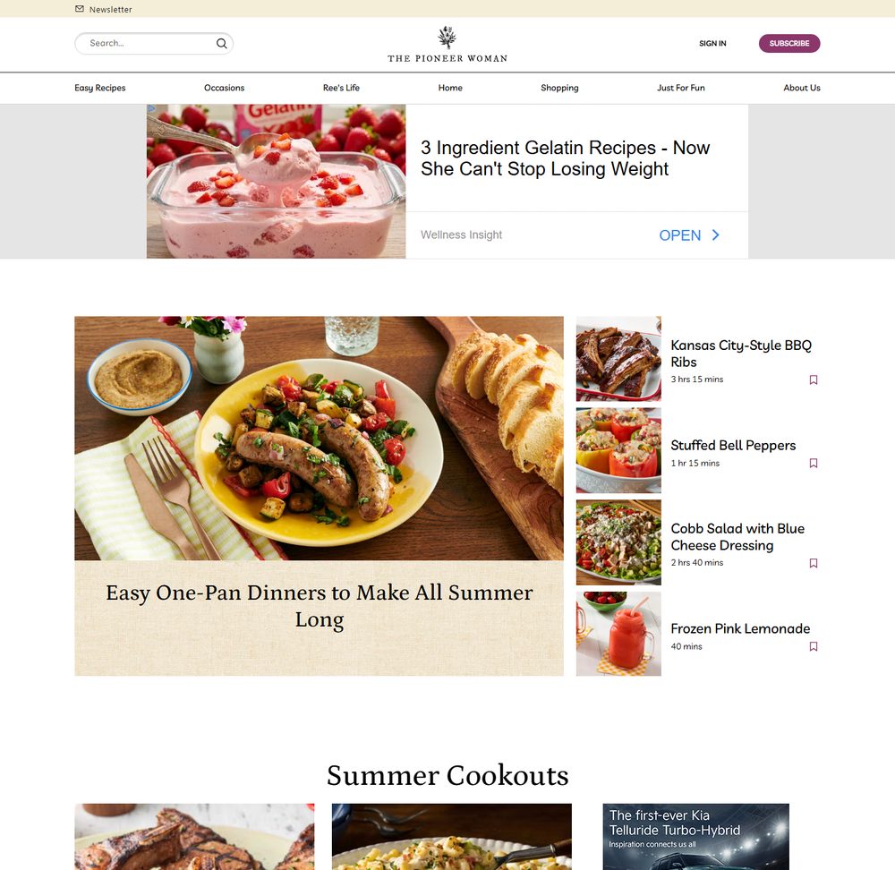 The Pioneer Woman homepage