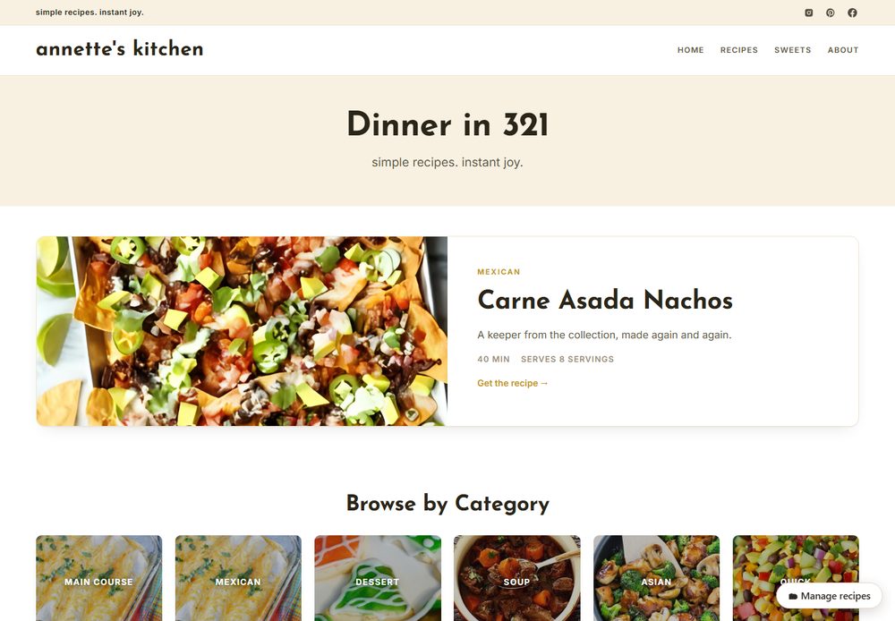 Dinner in 321 style reference